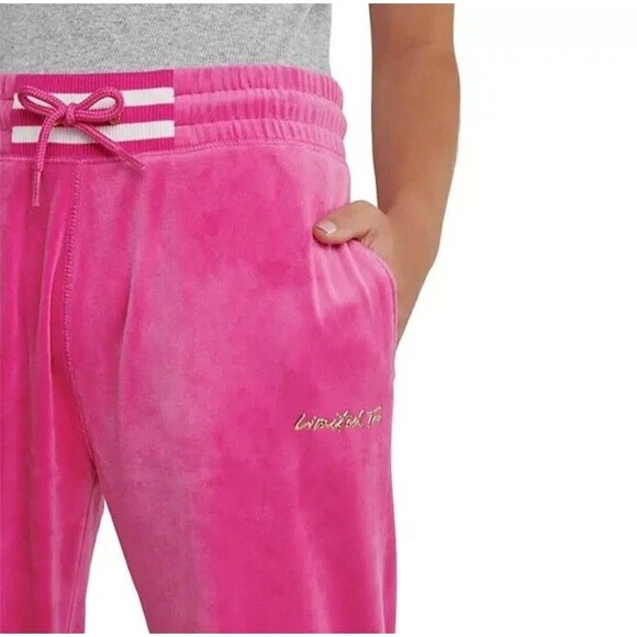 NWT Limited Too Girls' Pink Velour Logo Sweatpants Straight Leg- Size L (12/14) - Picture 2 of 12
